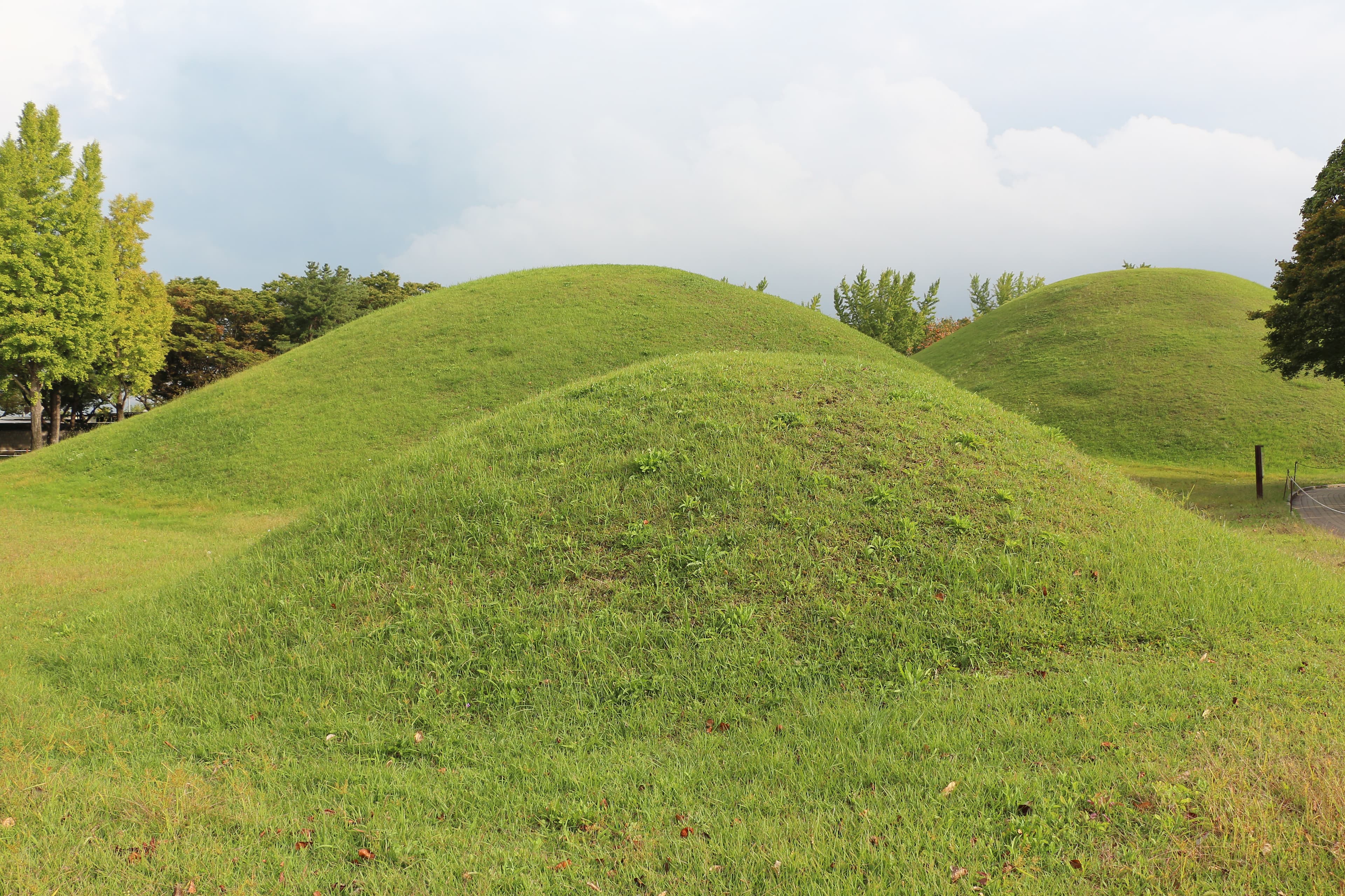 Grass-covered royal burial mounds of Silla at Daereungwon