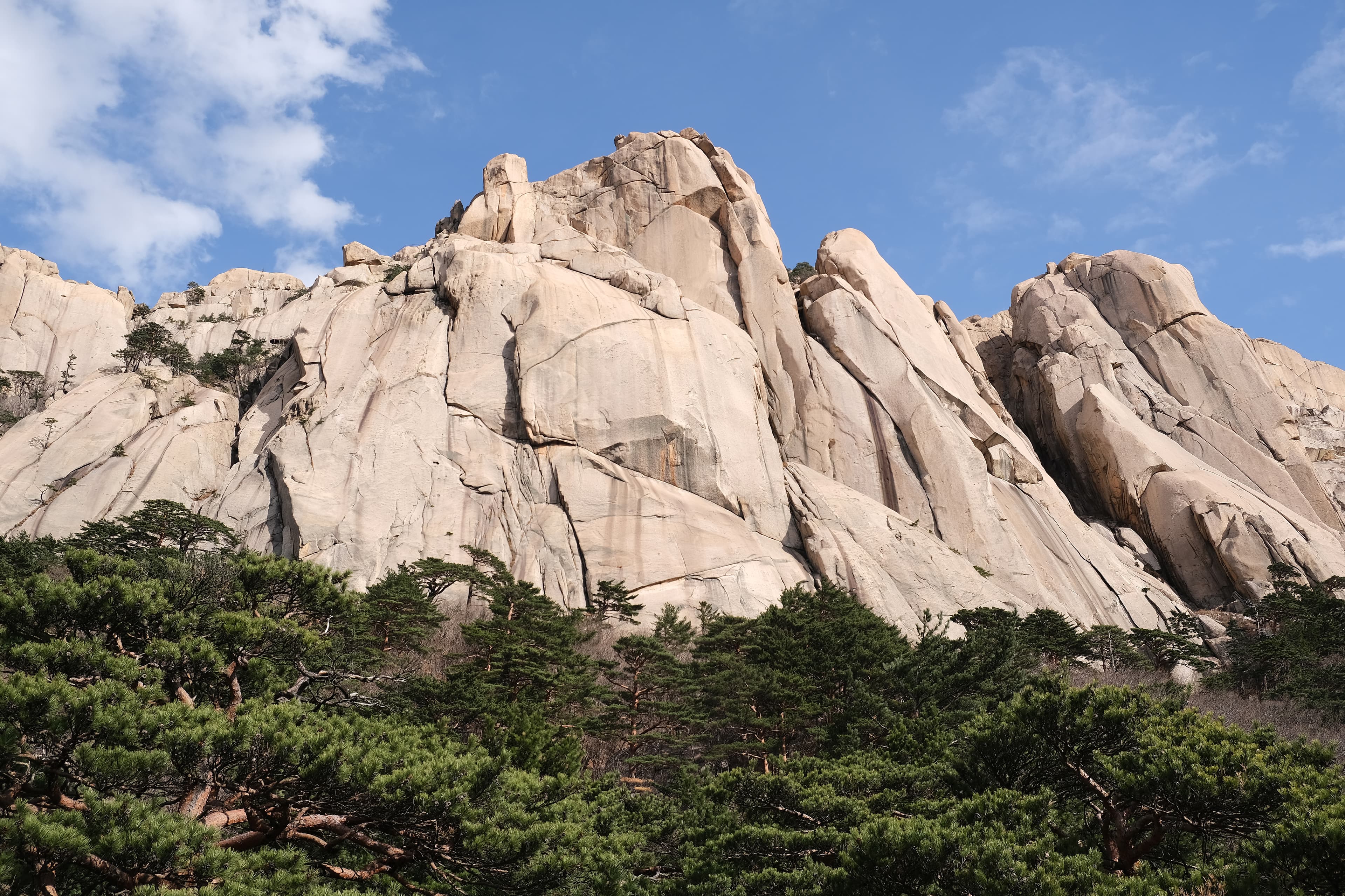 The jagged granite cliffs of Ulsanbawi Rock in Seoraksan National Park