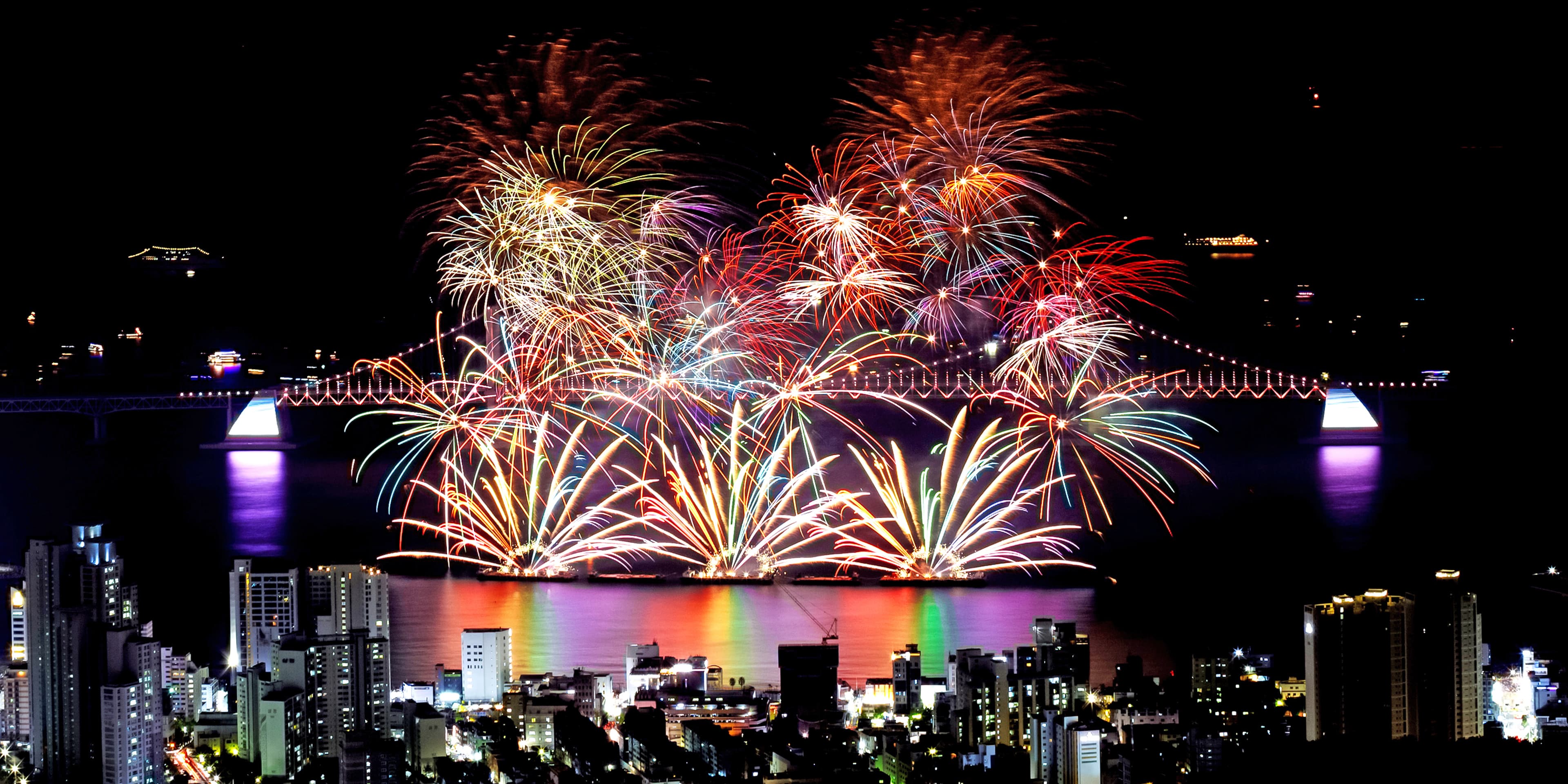 Busan Fireworks Festival over Gwangan Bridge