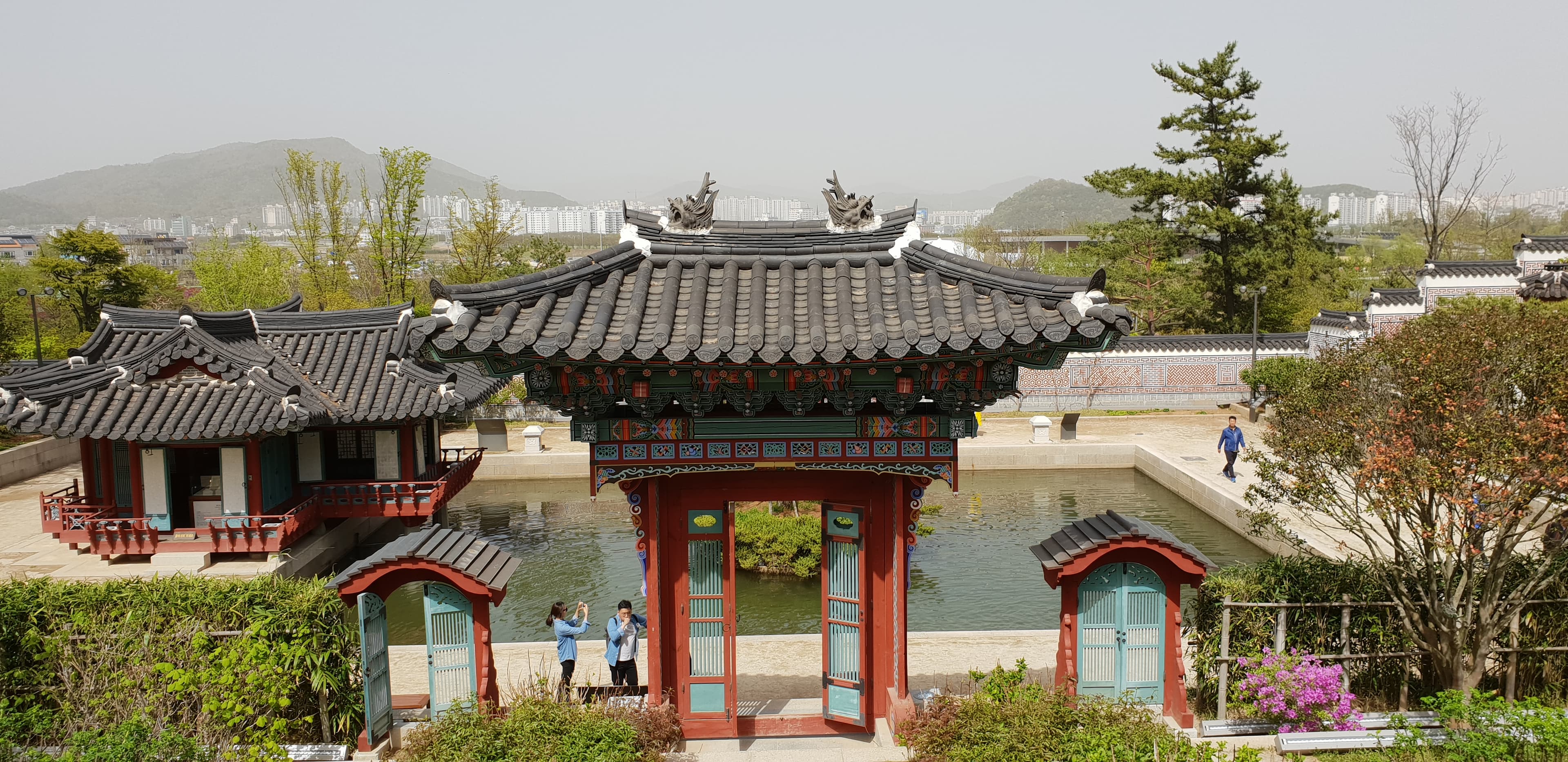 A pavilion and pond in the Korean garden section of Suncheonman National Garden